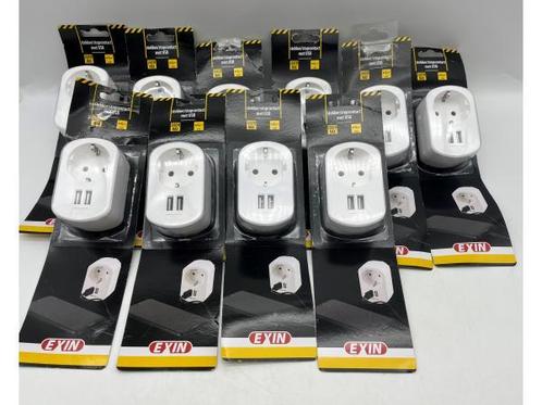 Veiling - 10x EXIN stekker/stopcontact met USB, Doe-het-zelf en Bouw, Elektriciteit en Kabels
