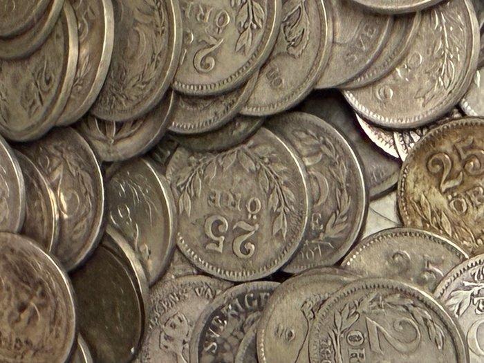Zweden. Lot of 5 Kg coins: 25, 50 Öre, various years, Postzegels en Munten, Munten | Europa | Niet-Euromunten