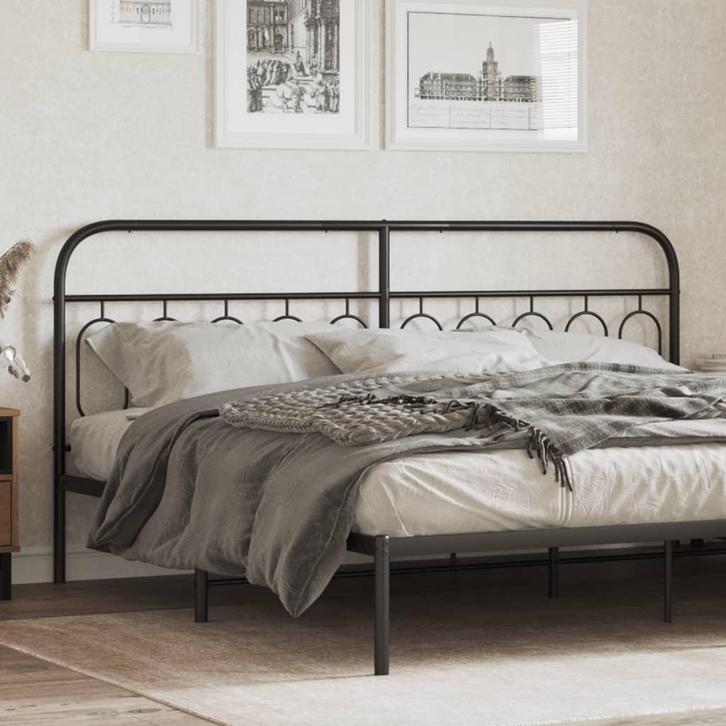 vidaXL Hoofdbord 200 cm metaal zwart, Huis en Inrichting, Slaapkamer | Bedden, Nieuw, Verzenden