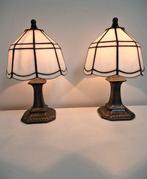 Paire de lampes Classic Chic Vitrail - En alliage, Vitrail, Antiquités & Art