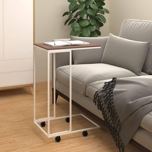 vidaXL Bijzettafel met wieltjes 40x30x63,5 bewerkt hout wit, Huis en Inrichting, Tafels | Salontafels, Nieuw, Verzenden