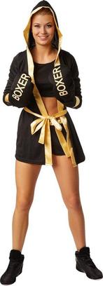 2dekans | dressforfun - Vrouwenkostuum bokster zwart/goud M, Ophalen of Verzenden, Nieuw