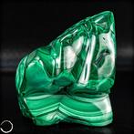 Zeldzame natuurlijke vlam uit malachiet beeldhouwwerk-, Antiek en Kunst, Curiosa en Brocante