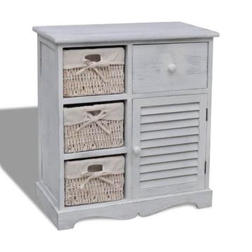 vidaXL Kast met links 3 weefmanden hout wit, Huis en Inrichting, Verzenden, Nieuw