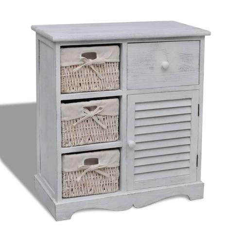 vidaXL Kast met links 3 weefmanden hout wit, Huis en Inrichting, Kasten | Overige, Nieuw, Verzenden