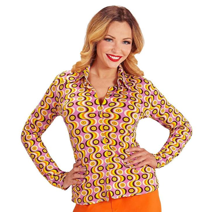 Disco 70S Blouse Roze Dames, Kleding | Dames, Carnavalskleding en Feestkleding, Nieuw, Verzenden