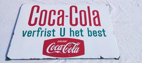 Coca-Cola - Langcat Bussum - Enseigne en émail - Émail sur, Antiek en Kunst, Antiek | Wandborden en Tegels