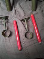 Kandelaar (2) - Koper, Messing - Met bewerkt glas, Antiek en Kunst