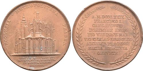 Brons medaille 1829 Prag Erzstift: Wenzel Leopold Chlumco..., Timbres & Monnaies, Pièces & Médailles, Envoi