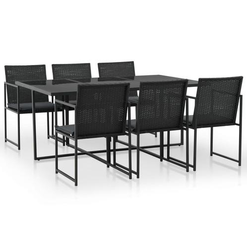 vidaXL 7-delige Tuinset met kussens poly rattan zwart, Tuin en Terras, Tuinsets en Loungesets, Tuinset, Nieuw, Verzenden