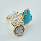 Turquoise - Verguld, Zilver - Ring - Amerikaanse tujcheese, Verzamelen, Mineralen en Fossielen