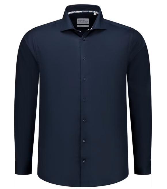 2dekans | Boston Brothers Wide Spread Overhemd – Navy Twill, Kleding | Heren, Overhemden, Ophalen of Verzenden