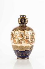 Vase - Céramique, Émail, Or, Rare vase de forme bouteille à, Antiek en Kunst
