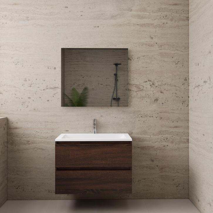 ACTIE BWS Badmeubel | Paris | Sonoma Choco 80 cm | Mat Wit, Doe-het-zelf en Bouw, Sanitair, Bad, Nieuw, Ophalen of Verzenden