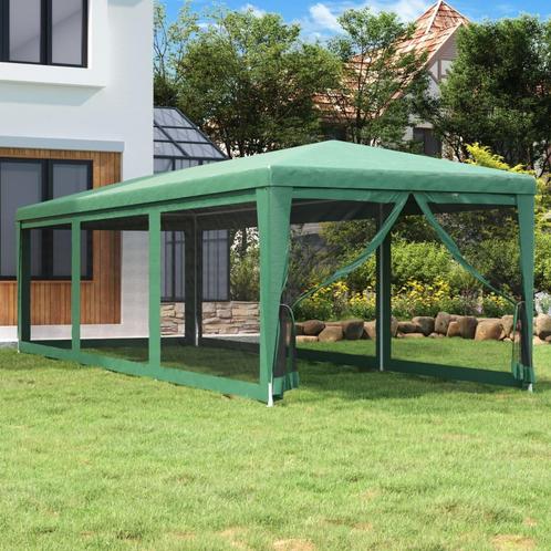 vidaXL Partytent met 8 mesh zijwanden 3x9 m HDPE groen, Tuin en Terras, Partytenten, Nieuw, Verzenden