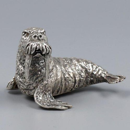 Walrus - NO RESERVE PRICE - Miniatuur figuur - .835 zilver, Antiek en Kunst, Antiek | Zilver en Goud