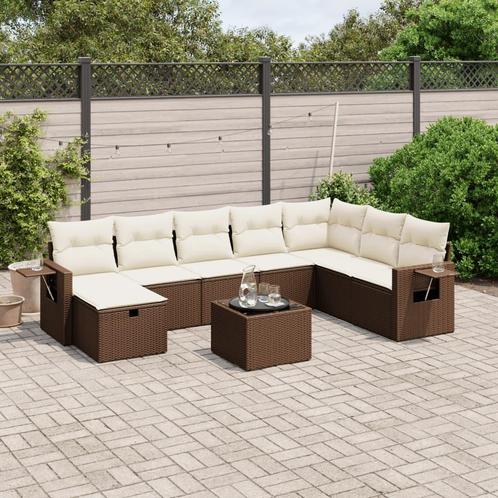 vidaXL Salon de jardin avec coussins 9 pcs marron résine, Jardin & Terrasse, Ensembles de jardin, Salons de jardin, Neuf, Envoi