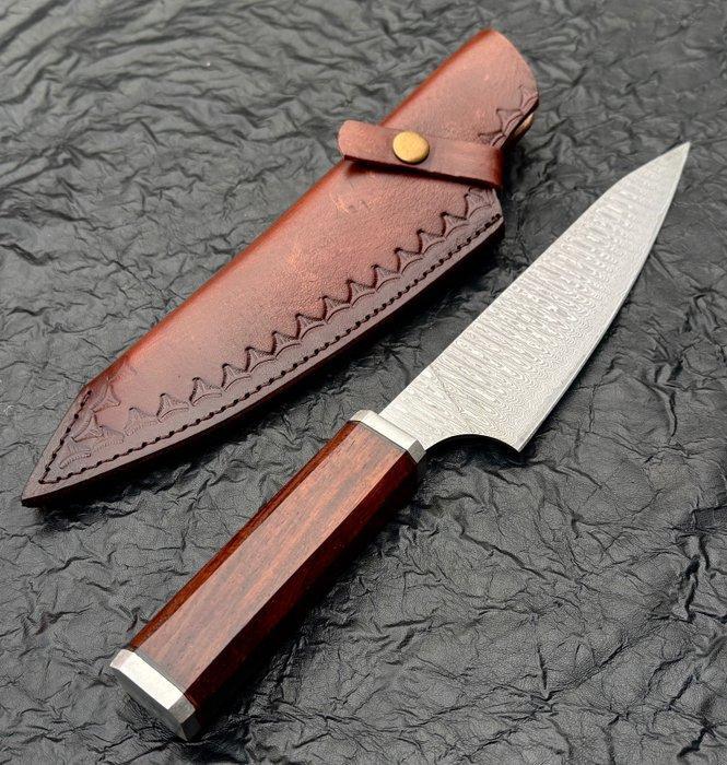 Keukenmes - Keukenmes - chefmes met ladderpatroon,, Antiek en Kunst, Antiek | Keukengerei