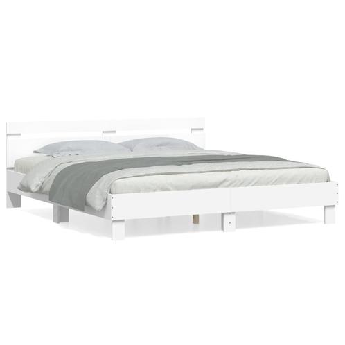 vidaXL Cadre de lit avec tête de lit blanc 180x200cm, Maison & Meubles, Chambre à coucher | Lits, Neuf, Envoi