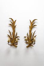 Wandkandelaar (2) - blad - Hout, geblingd smeedijzer -, Antiek en Kunst