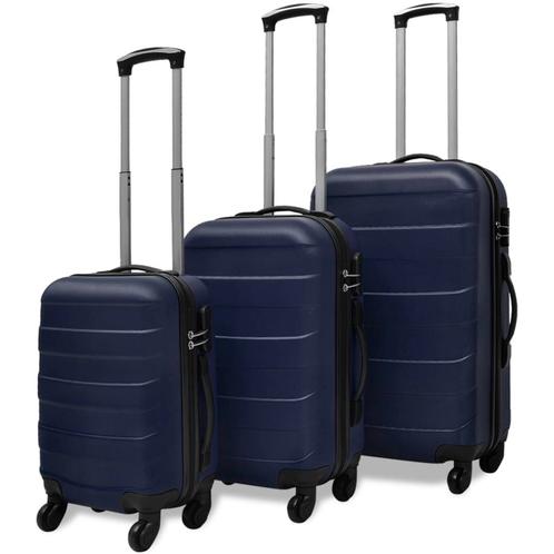 vidaXL 3-delige Kofferset hard 45,5/55/66 cm blauw, Bijoux, Sacs & Beauté, Valises, Envoi
