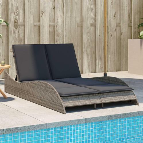 vidaXL Chaise longue avec coussins gris 114x205x73 cm, Jardin & Terrasse, Chaises longues, Neuf, Envoi