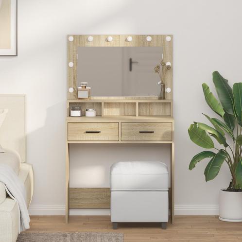 vidaXL Kaptafel met LED-verlichting - Sonoma Eiken - 79 x 41, Huis en Inrichting, Tafels | Kaptafels, Nieuw, Verzenden