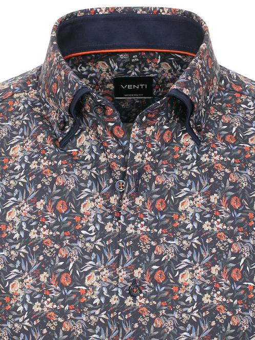 Venti Gebloemd Overhemd Dubbele Kraag Blauw 134014000-100, Kleding | Heren, T-shirts, Verzenden