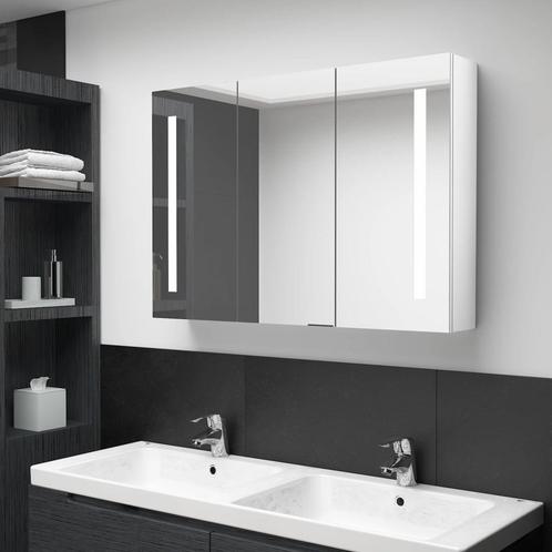 vidaXL Armoire de salle de bain à miroir LED 89x14x62cm, Maison & Meubles, Tables | Coiffeuses, Neuf, Envoi