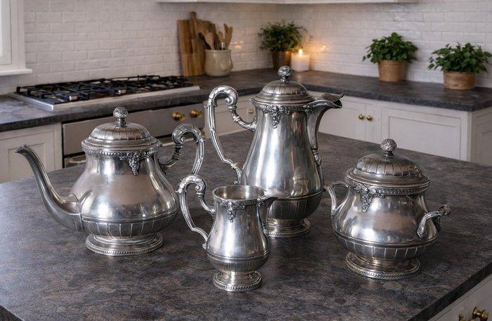 Koffieservies - style Louis XVI / néoclassique - Verzilverd, Antiek en Kunst, Antiek | Overige Antiek