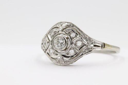 Zonder Minimumprijs - Ring - 18 karaat Witgoud - 0.25ct. tw., Handtassen en Accessoires, Ringen