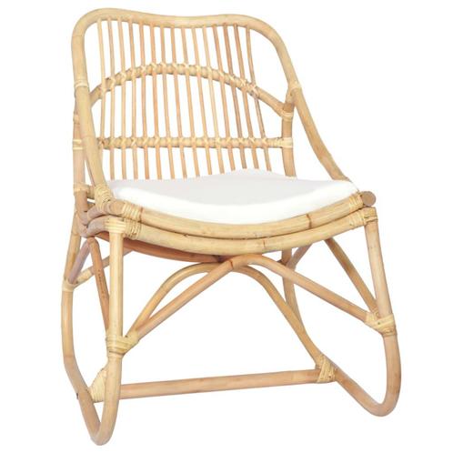 vidaXL Stoel rattan en linnen, Huis en Inrichting, Fauteuils, Nieuw, Verzenden