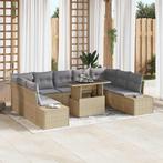 vidaXL 10-delige tuinbankset met kussens, beige poly rattan, Tuin en Terras, Verzenden, Nieuw