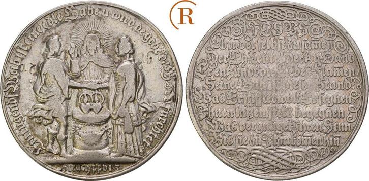 Zilver medaille auf die Ehe, von Wermuth, 1661-1739 o J,..., Postzegels en Munten, Penningen en Medailles, Verzenden