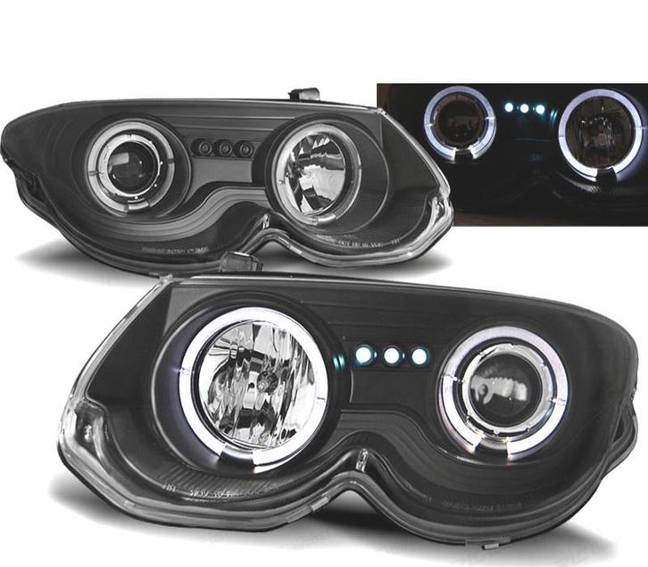 Phares Pour Chrysler 300M 99-04 Angel Eyes Led Noir, Auto-onderdelen, Verlichting, Verzenden