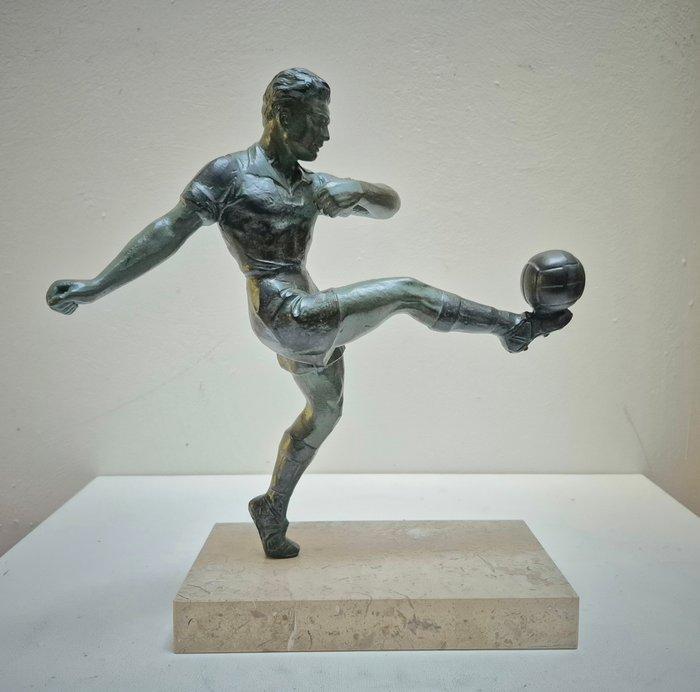sculptuur, Joueur de Football - 31 cm - Zinklegering, Marmer, Antiek en Kunst, Kunst | Designobjecten