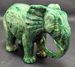 Aventurine Met de hand uitgehouwen olifant - Hoogte: 160 mm, Nieuw