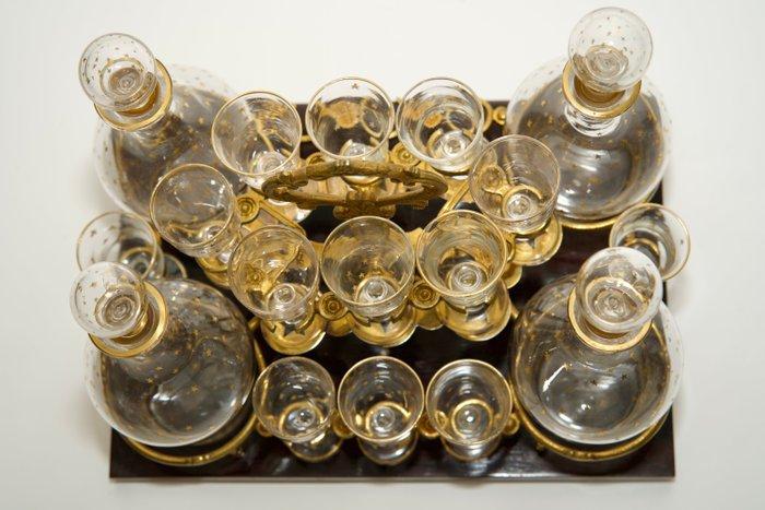 Drankkast - Hout, Messing, Glas, Schelp, Antiek en Kunst, Curiosa en Brocante