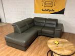 Groene lederen hoekzetel - modulaire hoofdsteunen- SofaCycle, Huis en Inrichting, Ophalen of Verzenden, Nieuw