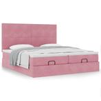 vidaXL Bedframe met matrassen 160x200cm fluweel roze, Huis en Inrichting, Slaapkamer | Bedden, Verzenden, Nieuw