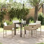 vidaXL Tuin Eettafel Set 5 pcs Beige poly rattan, Verzenden, Nieuw