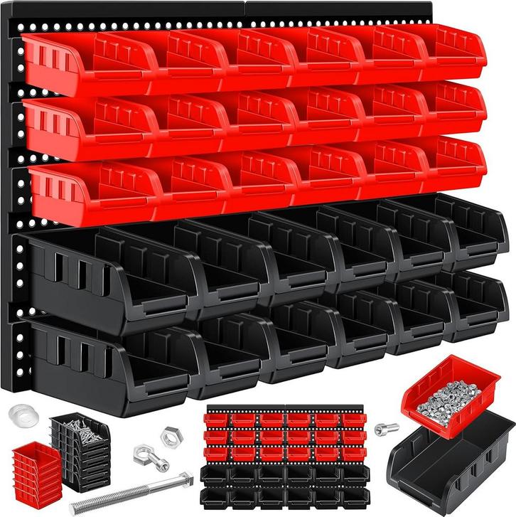 MASKO® Stapelboxen + wandrek, 32-delige set, box, opbergkast, Huis en Inrichting, Woonaccessoires | Overige, Nieuw, Verzenden