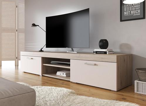 TV-Meubel Slim creme licht eiken 200 cm TVKast, Huis en Inrichting, Kasten |Televisiemeubels, 25 tot 50 cm, Nieuw, 200 cm of meer
