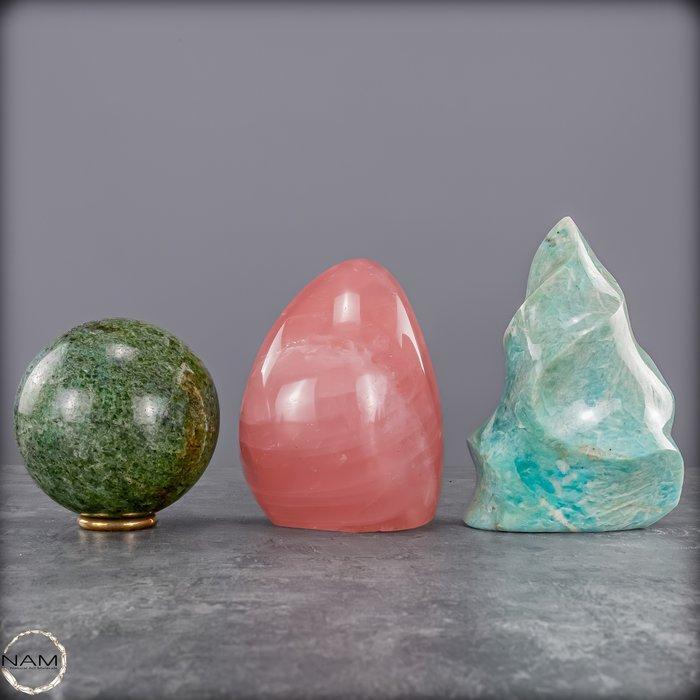 Trio der Harmonie – Amazoniet, Rozenkwarts & Aventurijn in, Verzamelen, Mineralen en Fossielen