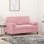vidaXL Tweezitsbank met sierkussens 120 cm fluweel roze, Huis en Inrichting, Zetels | Zetels, Verzenden, Nieuw