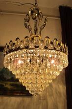 Lustre - Laiton doré - lampe en cristal antique, Antiek en Kunst