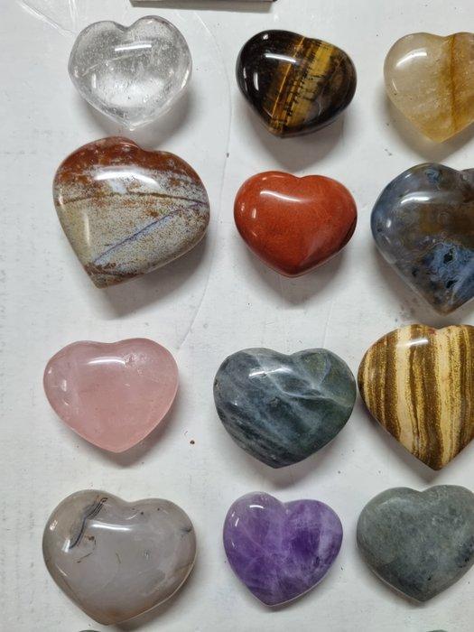 Big lot with hearts, different minerals 4 - 3 cm - Hart- 710, Verzamelen, Mineralen en Fossielen