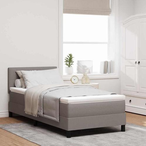 vidaXL Boxspring bed met matras met hoofdeinde Taupe 90 x, Huis en Inrichting, Slaapkamer | Bedden, Nieuw, Verzenden