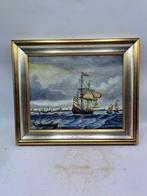 Truus Koning - Lijst- Schilderij - Hout, Linnen - Schepen, Antiek en Kunst