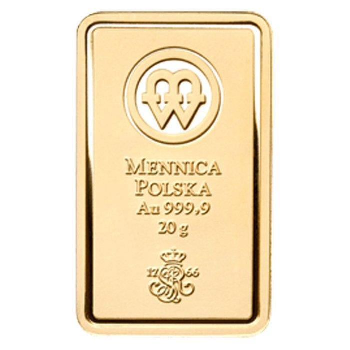 20 gram - Goud - .9999 Fine Gold Bar Mint of Poland (In, Postzegels en Munten, Edelmetalen en Baren